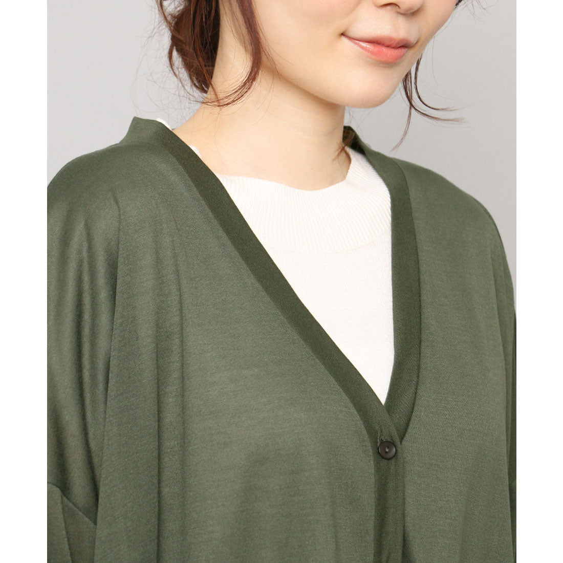 ミリアンデニ mili an deni UVサイドスリットVネックカーディガン