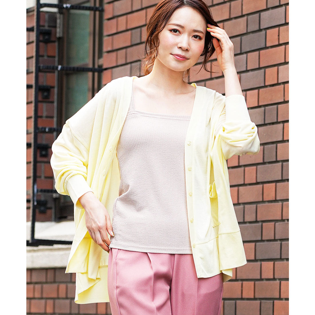 ミリアンデニ mili an deni UVサイドスリットVネックカーディガン