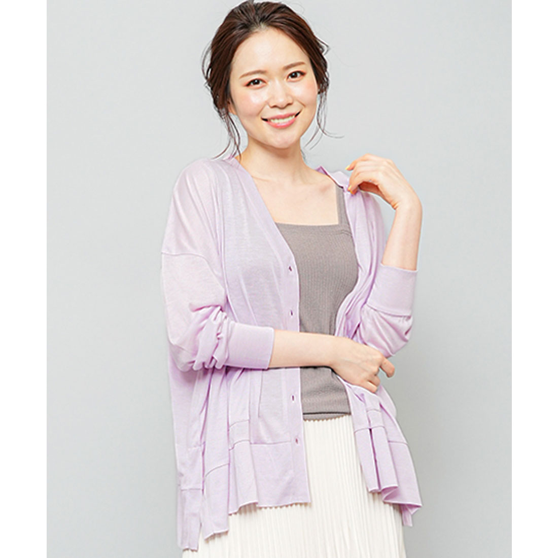 ミリアンデニ mili an deni UVサイドスリットVネックカーディガン