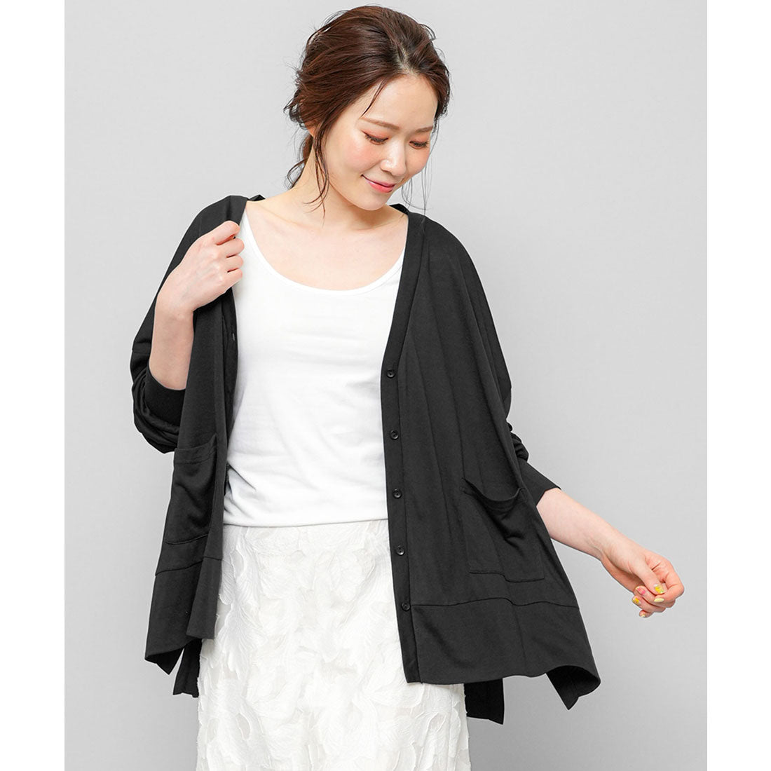 ミリアンデニ mili an deni UVサイドスリットVネックカーディガン