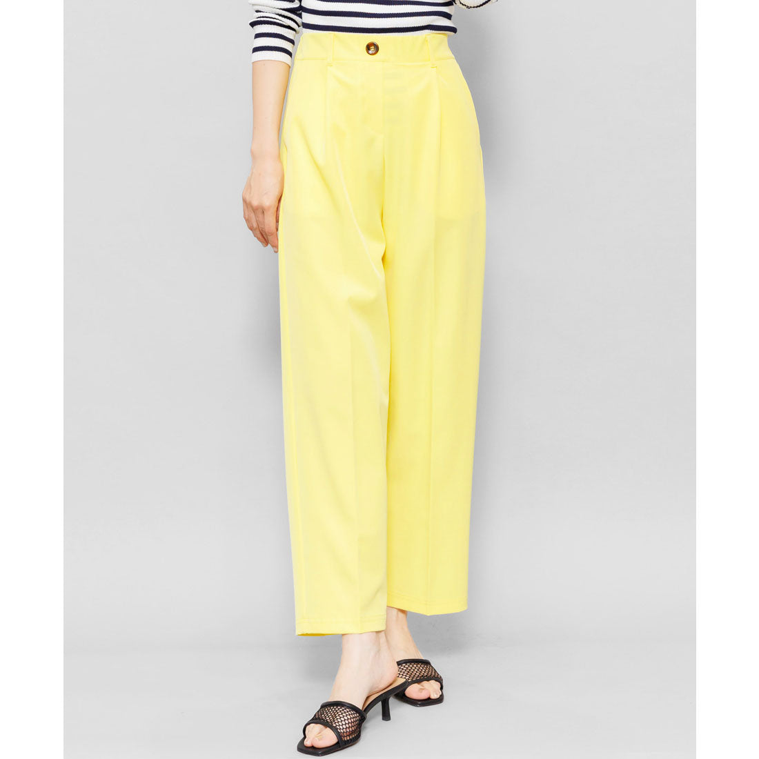 ミリアンデニ mili an deni センタープレスセミワイドパンツ (イエロー) イエロー