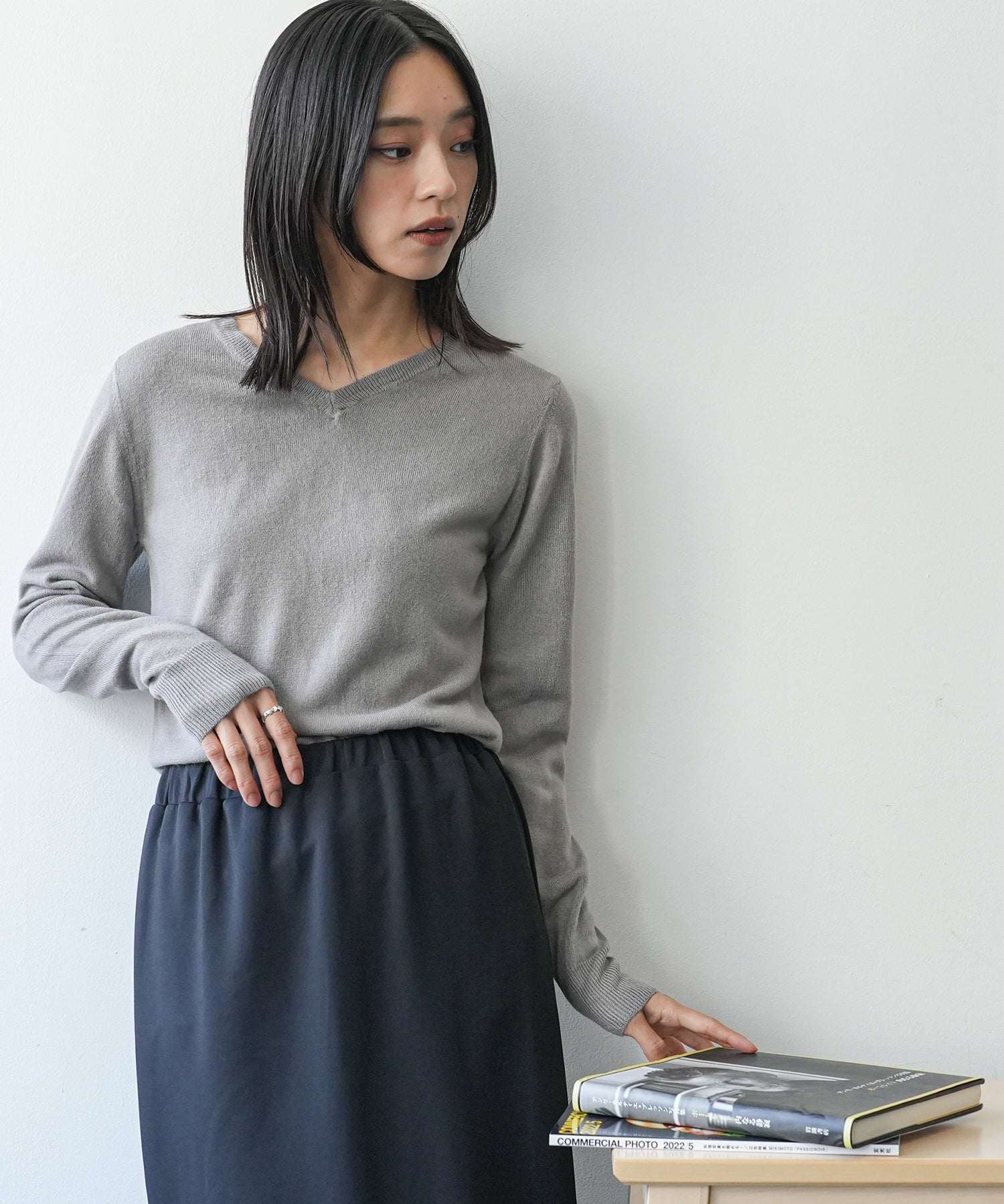 mili an deni Cashmere touch V-neck knit sweater