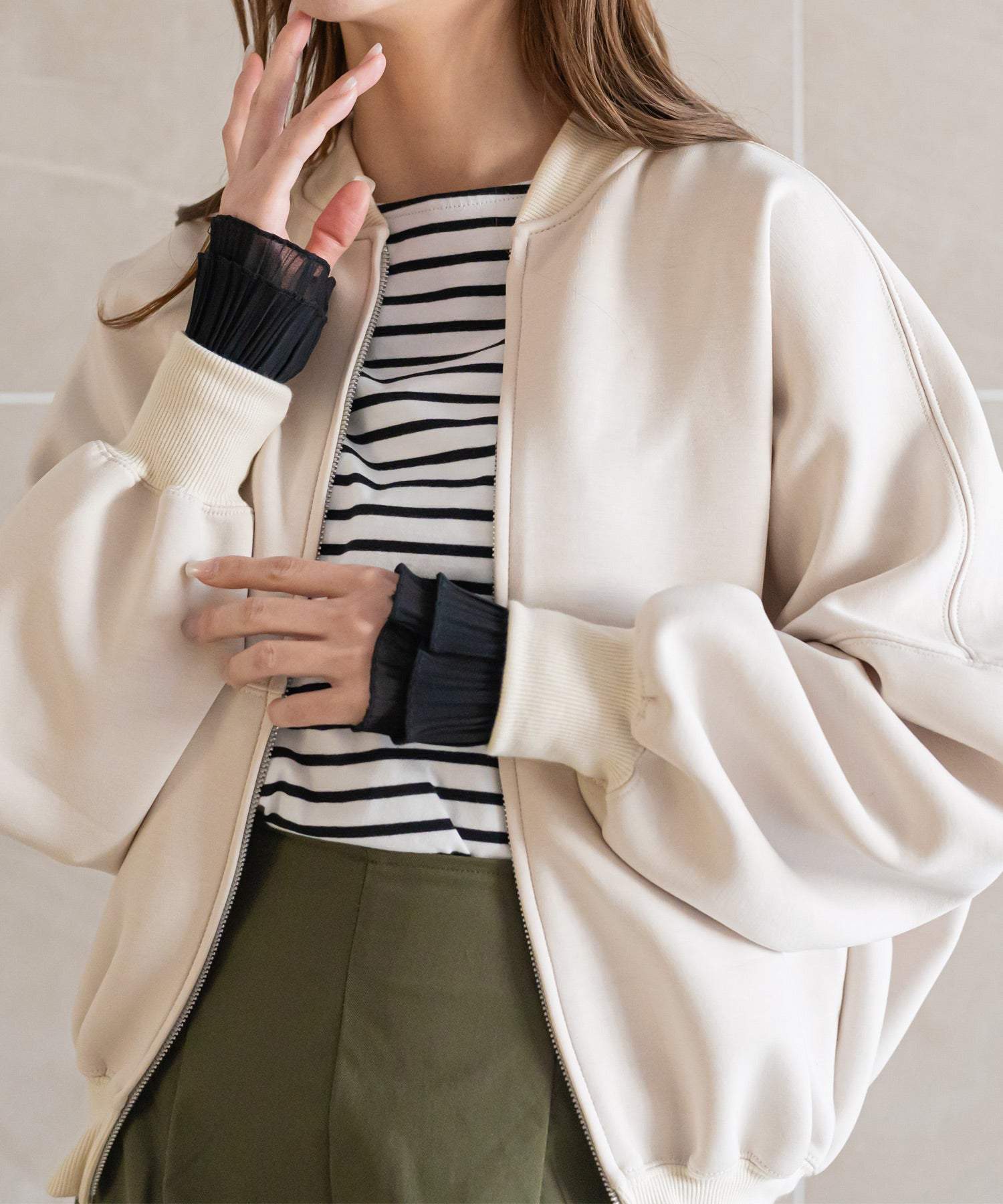 mili an deni scuba oversized blouson