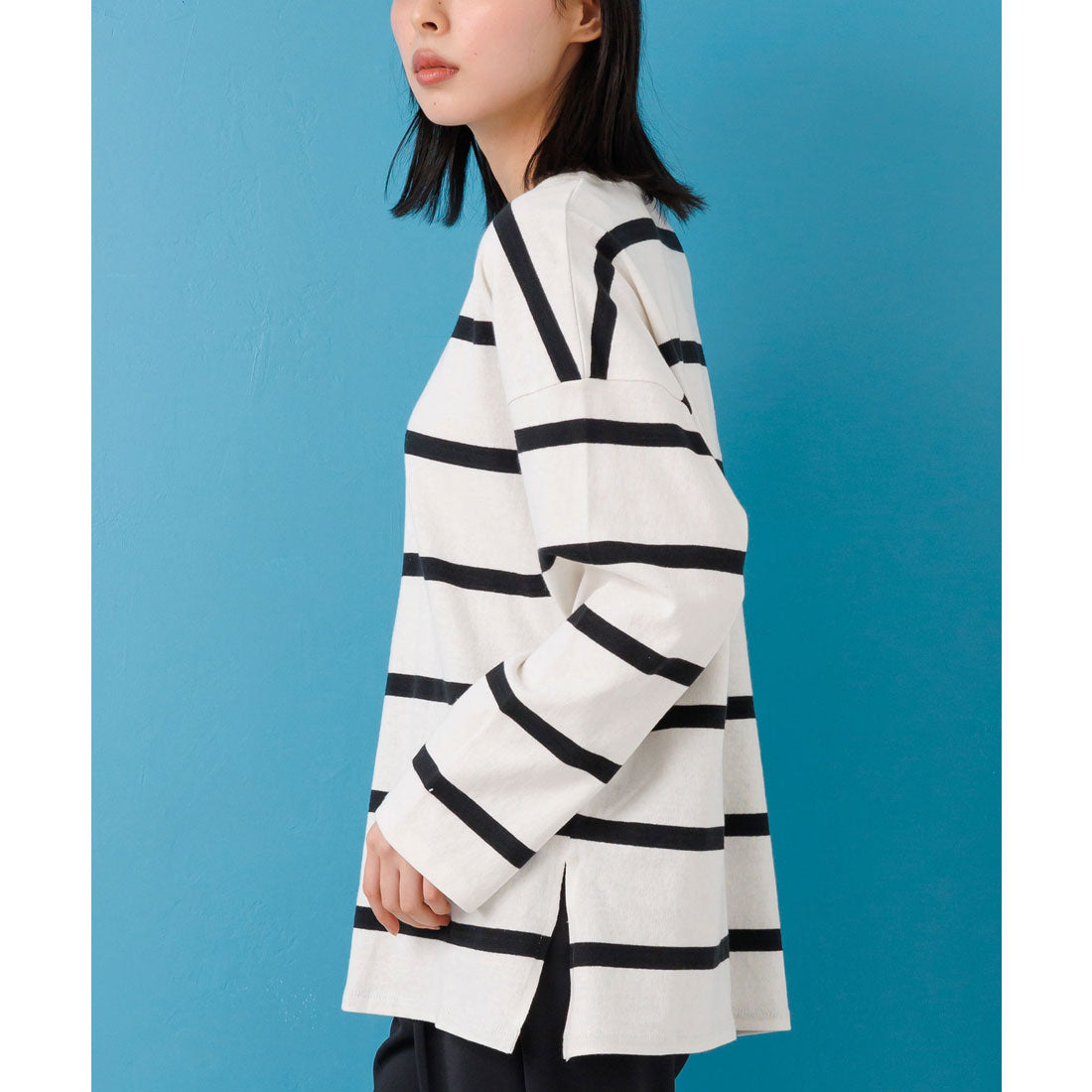 ミリアンデニ mili an deni ワイドボーダー長袖Tシャツ