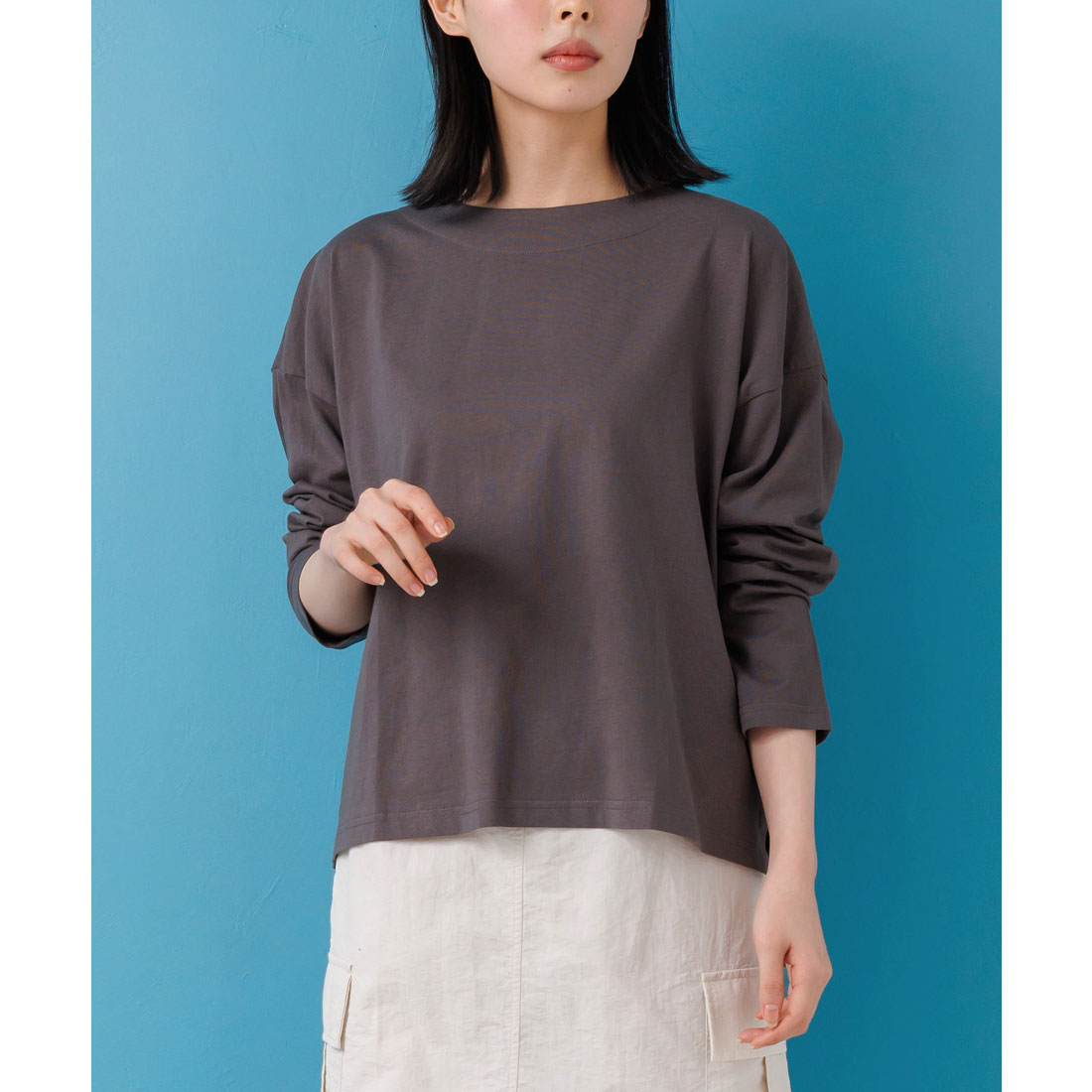 ミリアンデニ mili an deni ドロップショルダー長袖トップス,CHL