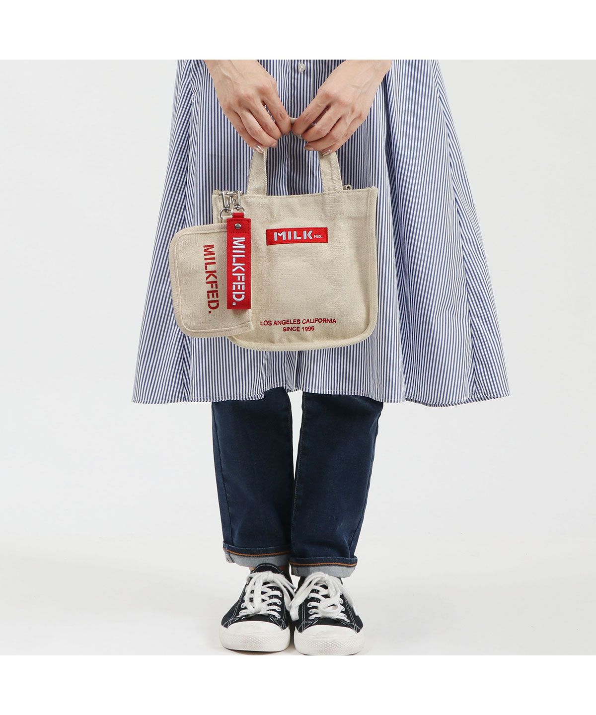 ミルクフェド MILKFED. ミルクフェド ショルダーバッグ MILKFED. EMBROIDERED BAR MINI SHOULDER BAG W/STRAP 103213053009 (レッド) レッド