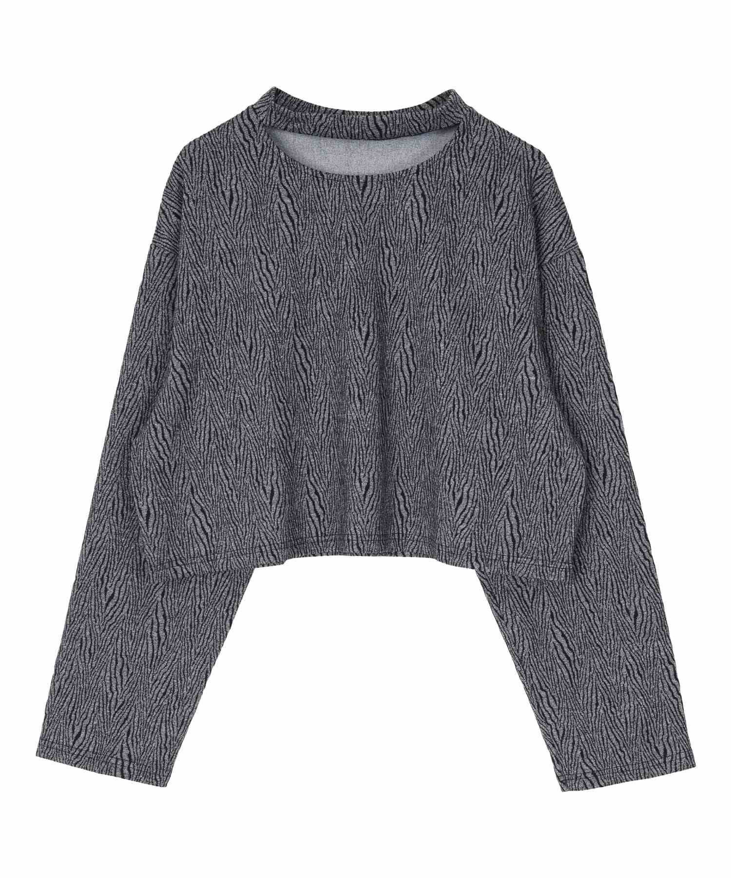 ミエット miette ゼブラ柄ショートプルオーバー (ベージュ) ベージュ
