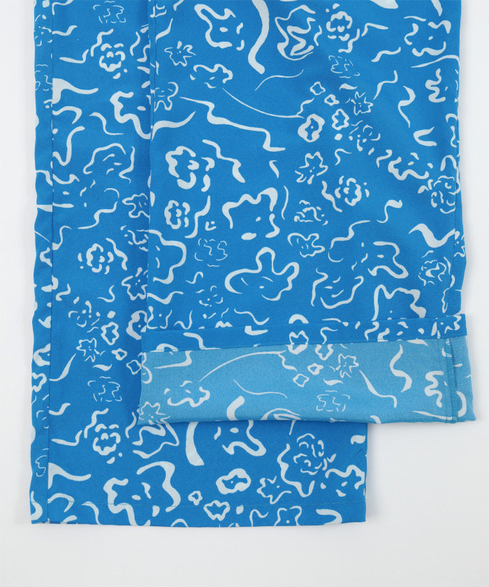 ミエット miette プリントワイドイージーパンツ (ブルー) ブルー