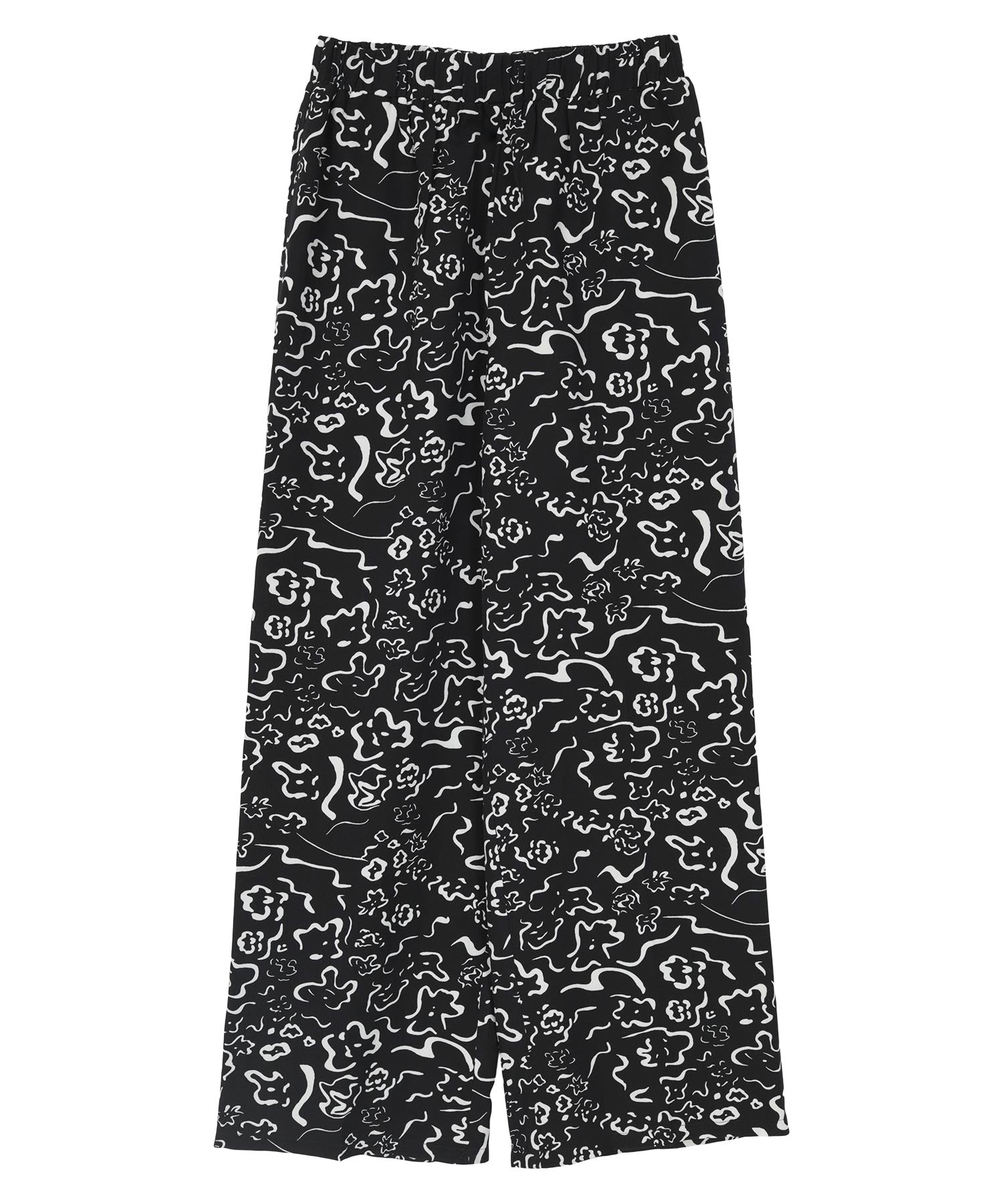 ミエット miette プリントワイドイージーパンツ (ブルー) ブルー