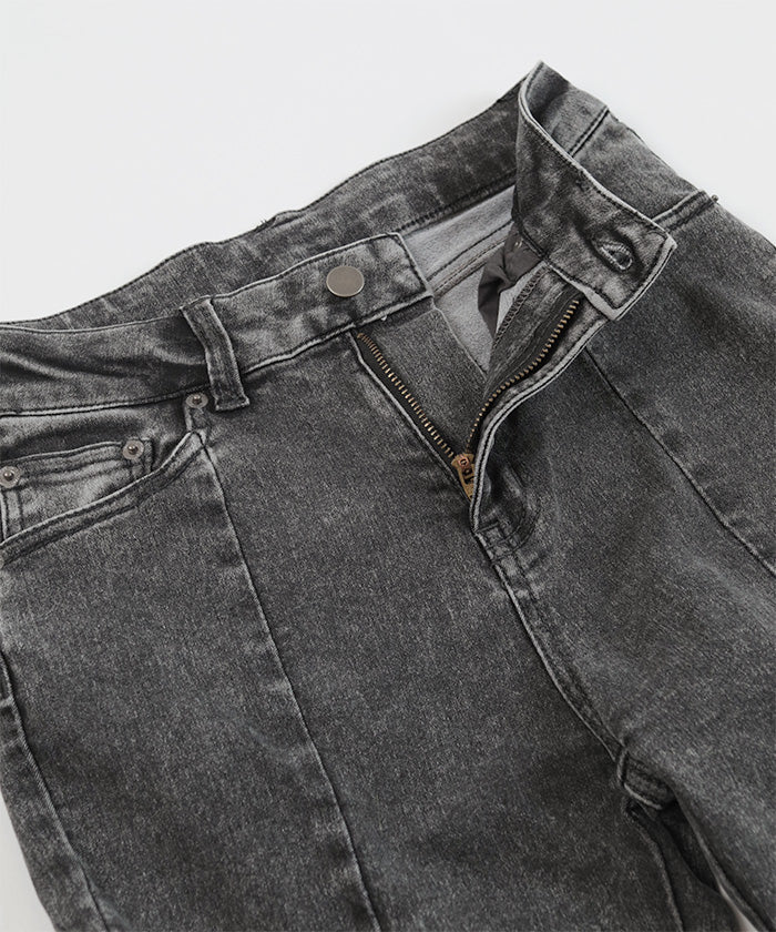 ミエット miette レースアップフレアデニムパンツ