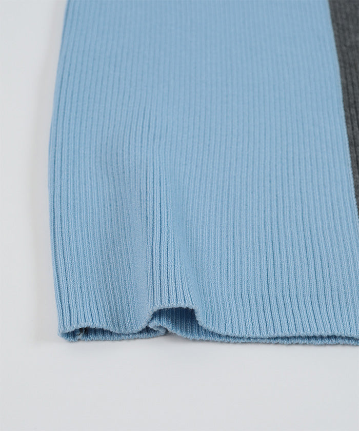 ミエット miette カラーパネル半袖リブトップス (マルチ) マルチ