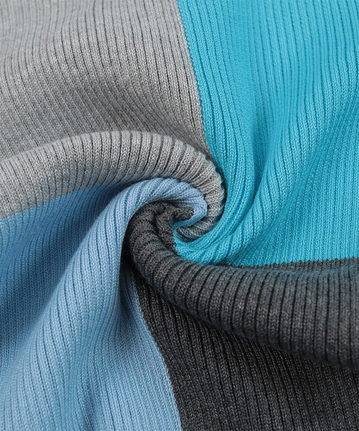 ミエット miette カラーパネル半袖リブトップス (マルチ) マルチ