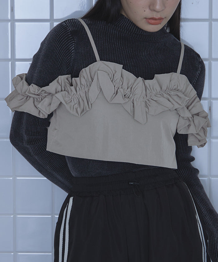 ミエット miette ギャザーフリルオフショルビスチェ (ブラック) ブラック