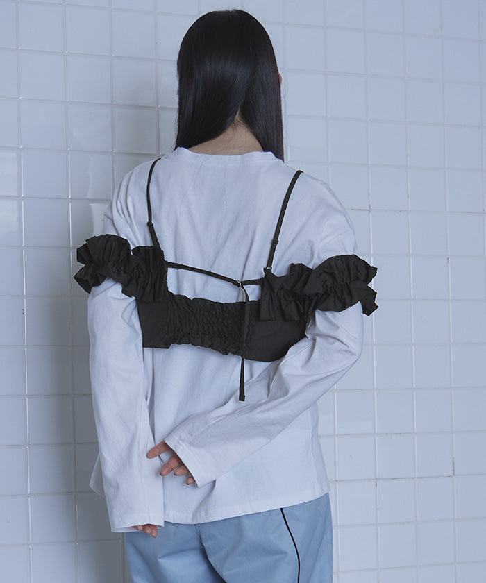 ミエット miette ギャザーフリルオフショルビスチェ (ブラック) ブラック