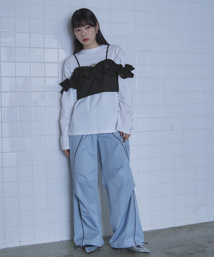 ミエット miette ギャザーフリルオフショルビスチェ (ブラック) ブラック