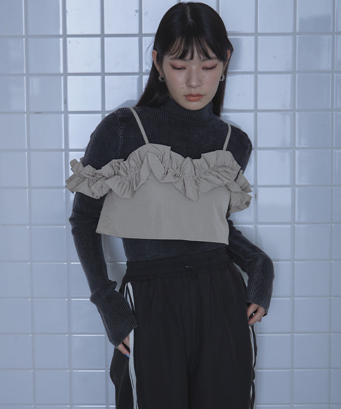 ミエット miette ギャザーフリルオフショルビスチェ (ブラック) ブラック