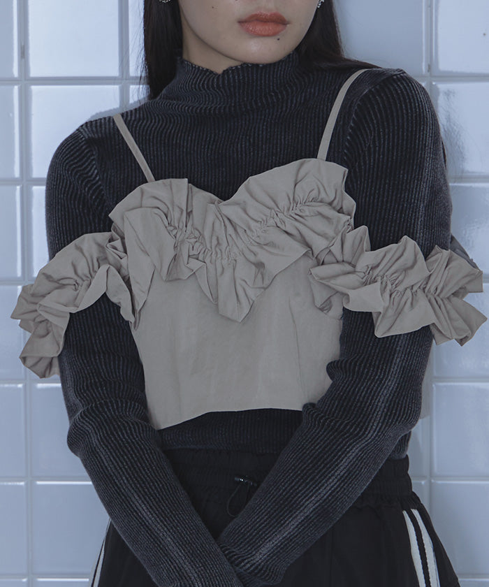 ミエット miette ギャザーフリルオフショルビスチェ (ブラック) ブラック