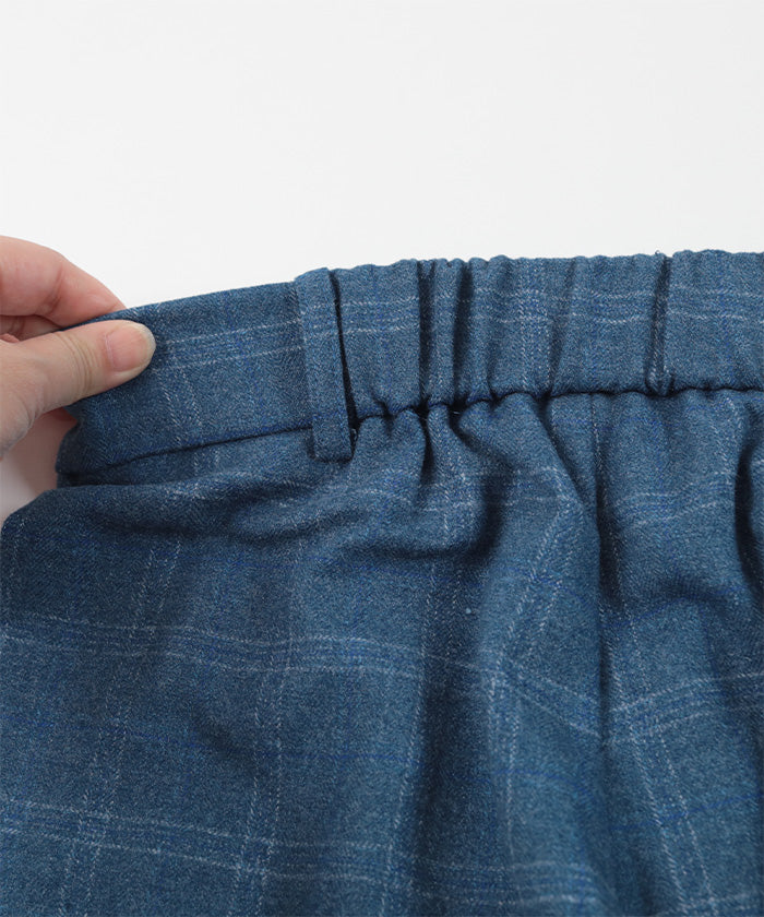 ミエット miette サイドラインチェックワイドパンツ (ブラック) ブラック