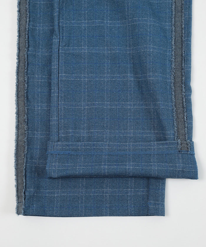 ミエット miette サイドラインチェックワイドパンツ (ブラック) ブラック