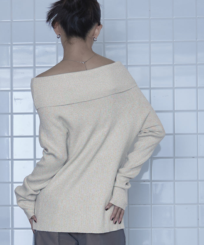 ミエット miette オフショルラメリブニット (グレー) グレー