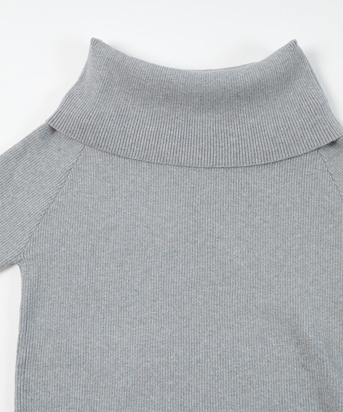 ミエット miette オフショルラメリブニット (グレー) グレー