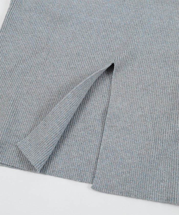 ミエット miette オフショルラメリブニット (グレー) グレー