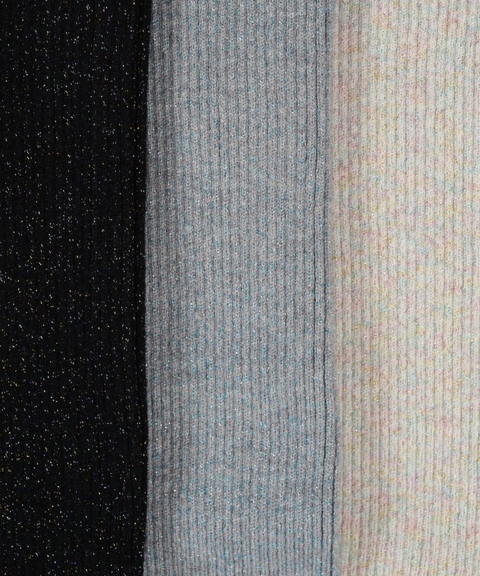 ミエット miette オフショルラメリブニット (グレー) グレー