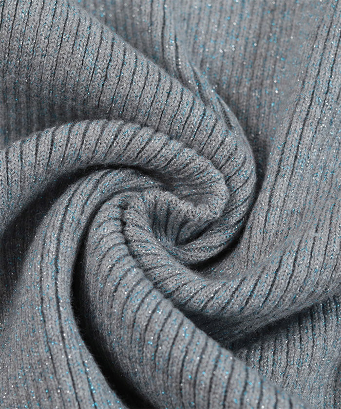 ミエット miette オフショルラメリブニット (グレー) グレー