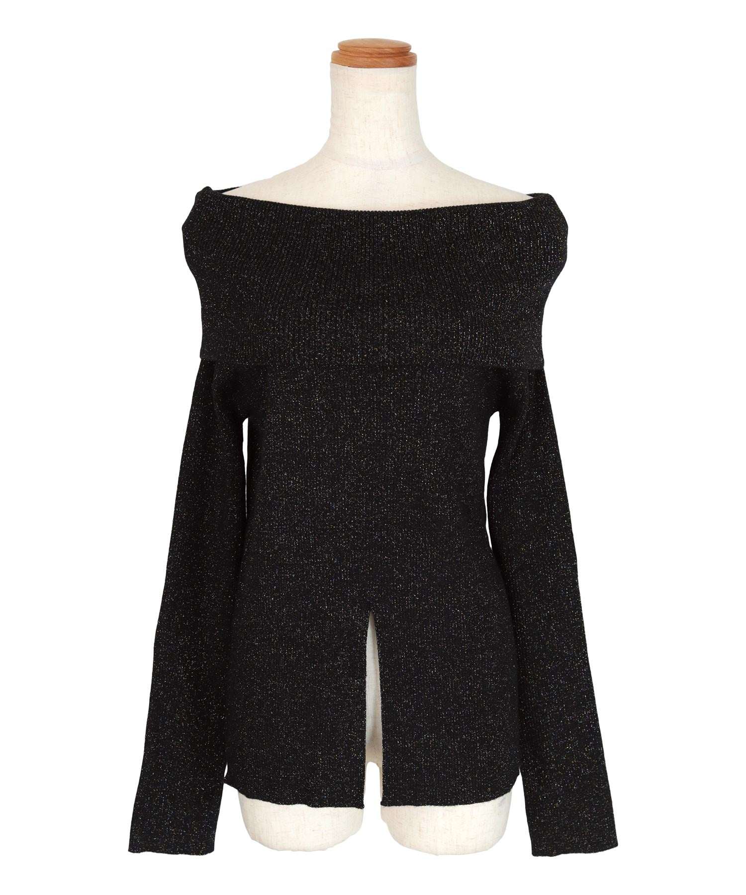 ミエット miette オフショルラメリブニット (グレー) グレー