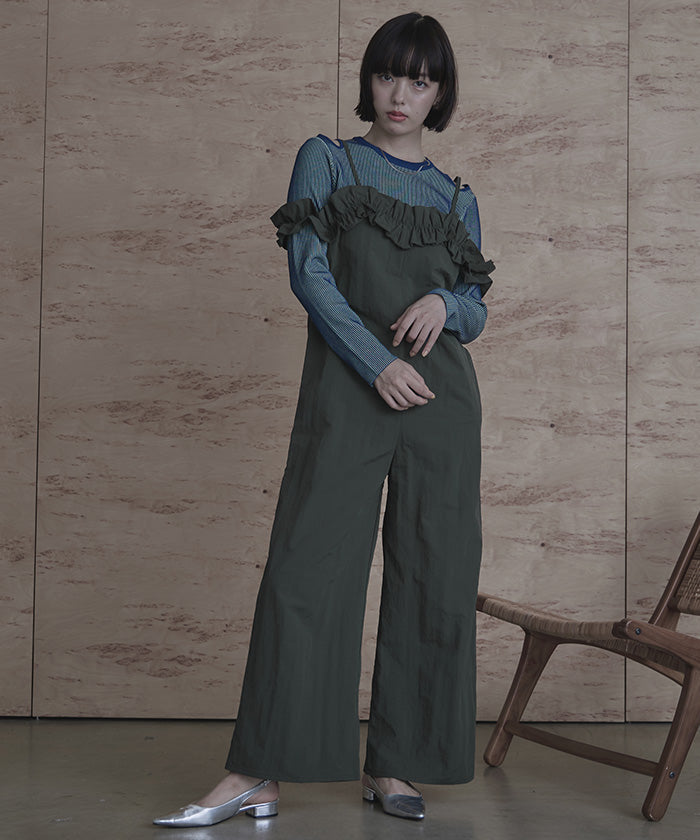 ミエット miette フリルオフショルオールインワン