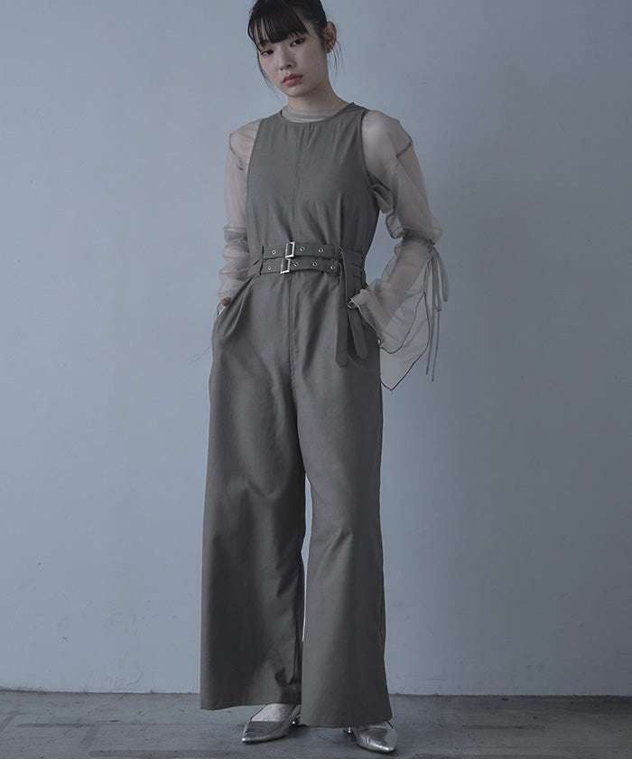 ミエット miette ダブルベルトアメリカンスリーブオールインワン