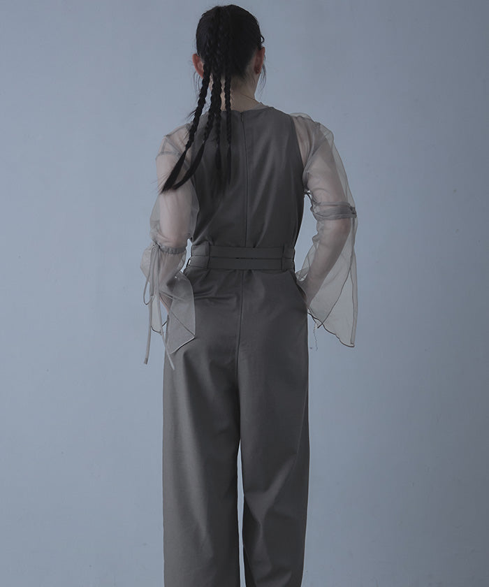 ミエット miette ダブルベルトアメリカンスリーブオールインワン