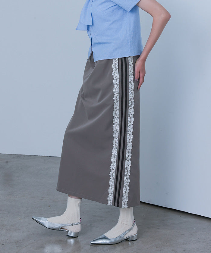 ミエット miette サイドレースラインスカート (グレー) グレー