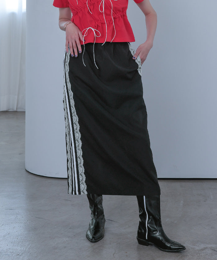 ミエット miette サイドレースラインスカート (グレー) グレー