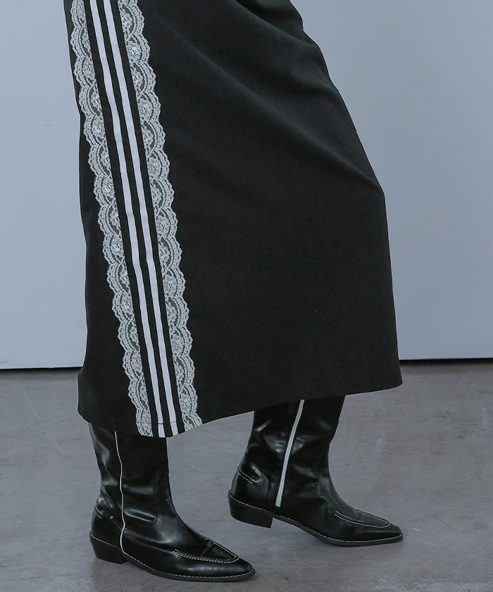 ミエット miette サイドレースラインスカート (グレー) グレー