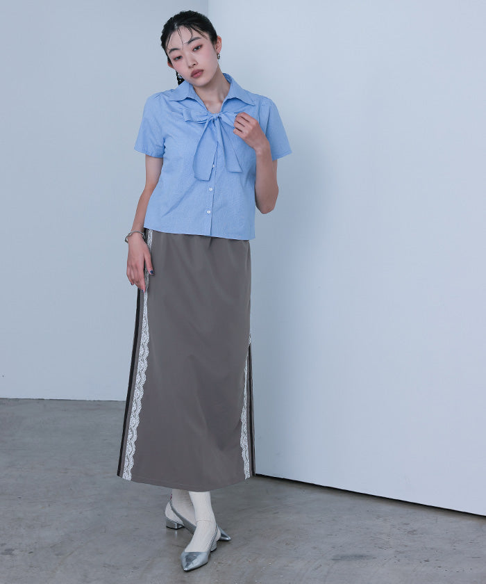 ミエット miette サイドレースラインスカート (グレー) グレー