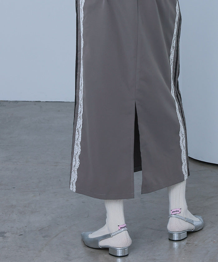 ミエット miette サイドレースラインスカート (グレー) グレー