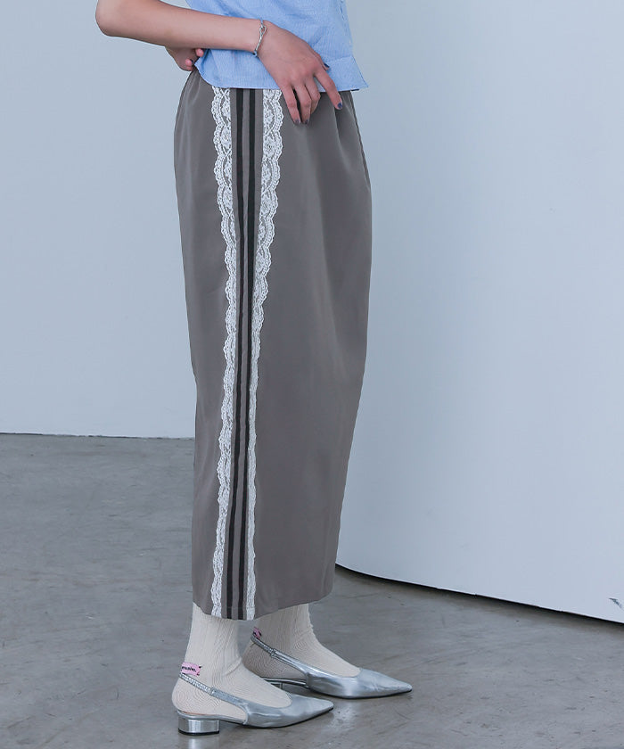 ミエット miette サイドレースラインスカート (グレー) グレー