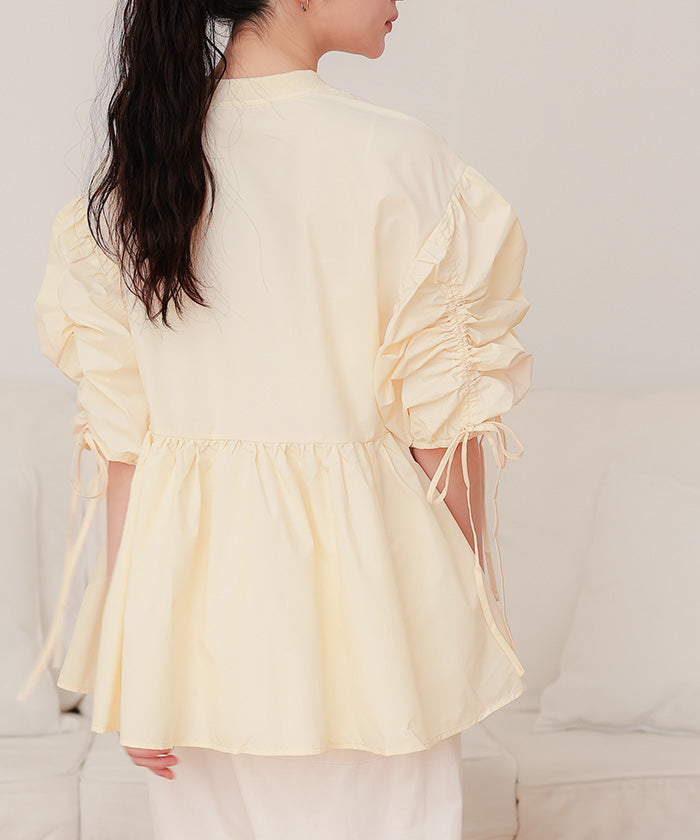 ミエット miette ドロストスリーブペプラムトップス (エクリュ) エクリュ