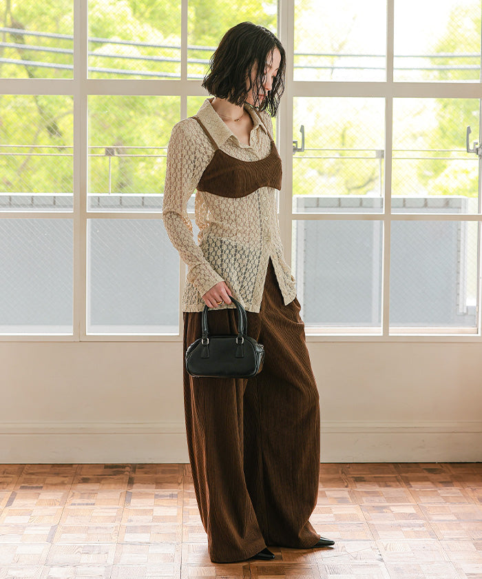 ミエット miette カットレースコンパクトシャツ (ボルドー) ボルドー