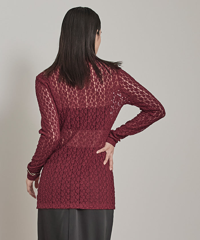 ミエット miette カットレースコンパクトシャツ (ボルドー) ボルドー