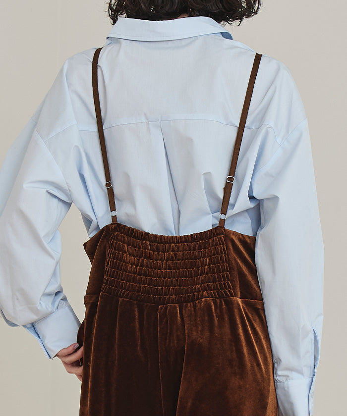 ミエット miette ベロアサロペット (ブラウン) ブラウン