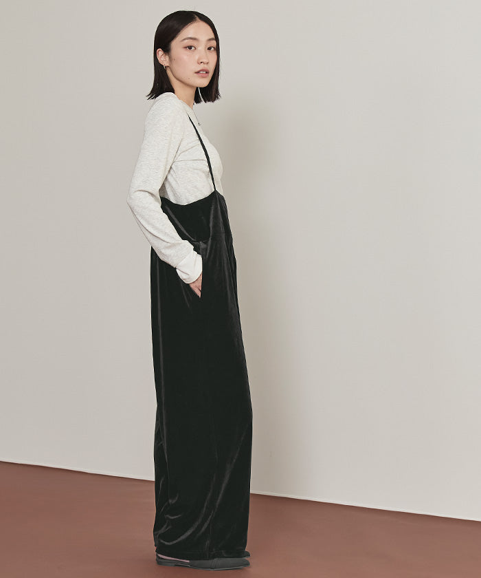 ミエット miette ベロアサロペット (ブラウン) ブラウン