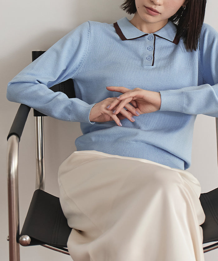 ミエット miette ダブルカラーニット (ピンク) ピンク