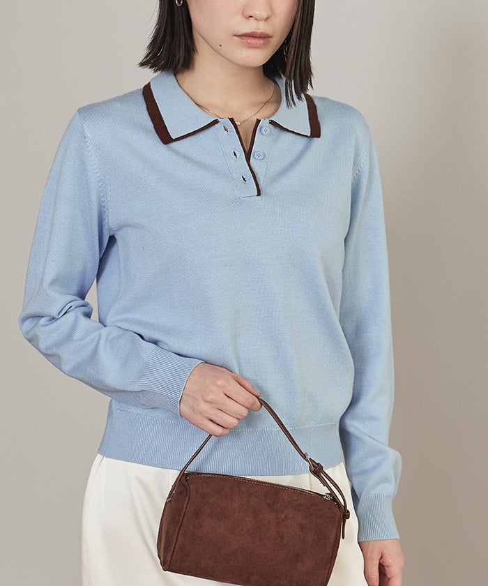 ミエット miette ダブルカラーニット (ピンク) ピンク