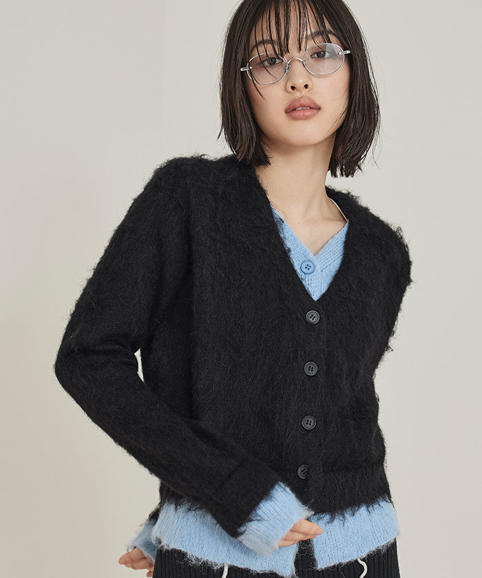 ミエット miette レイヤード風Vネックカーディガン (クリーム) クリーム