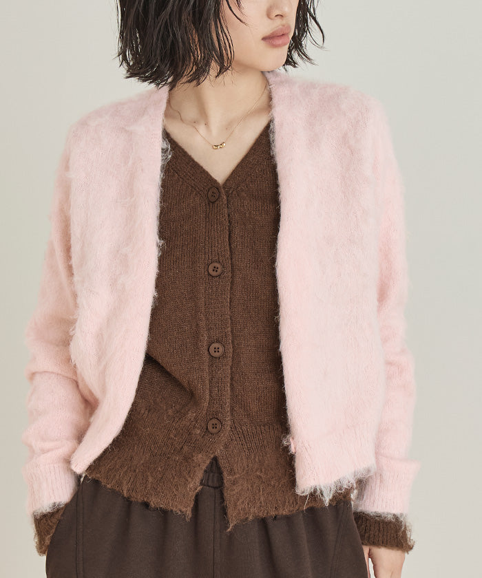 ミエット miette レイヤード風Vネックカーディガン (クリーム) クリーム