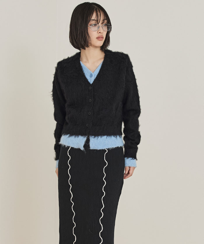 ミエット miette レイヤード風Vネックカーディガン (クリーム) クリーム