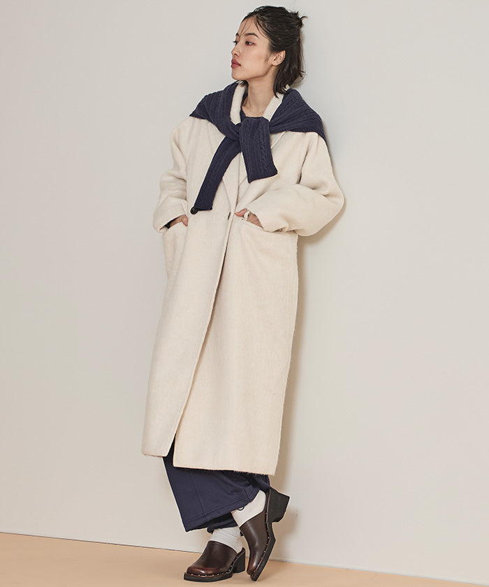 ミエット miette ショール付きマルチボーダーニット (ライトブルー) ライトブルー