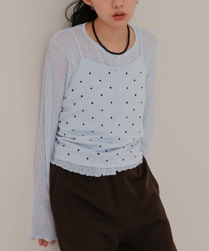 ミエット miette シアーカーディガンドットキャミセット (オフホワイト) オフホワイト